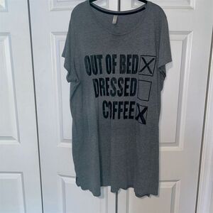 Cacique Women's Plus Size 24 Gray Graphic T-Shirt "Out of Bed Dressed"